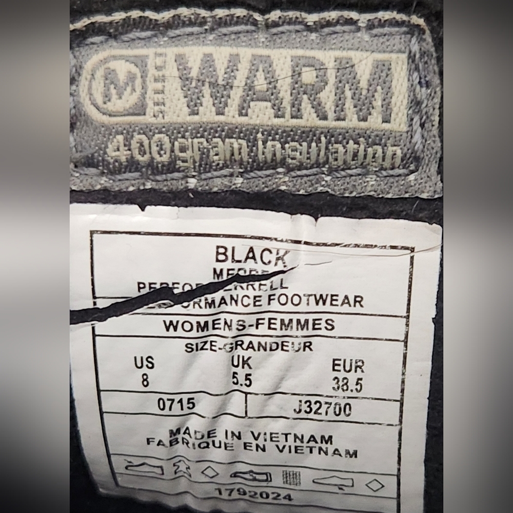 Merrell Winter Boots Womens Size 8 Black Snow Fleece Lined Insulated Waterproof - Picture 9 of 9